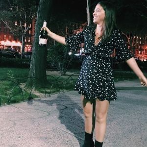 Black dress with tie front